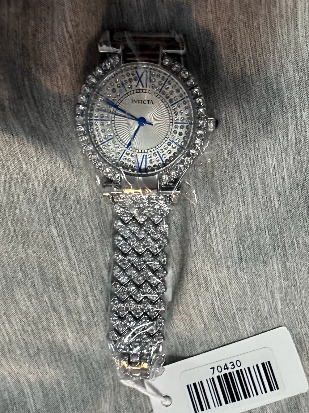 Invicta Celestial NWT Women's 70430 Silver Pavé Crystal Blue Numeral Watch w Box